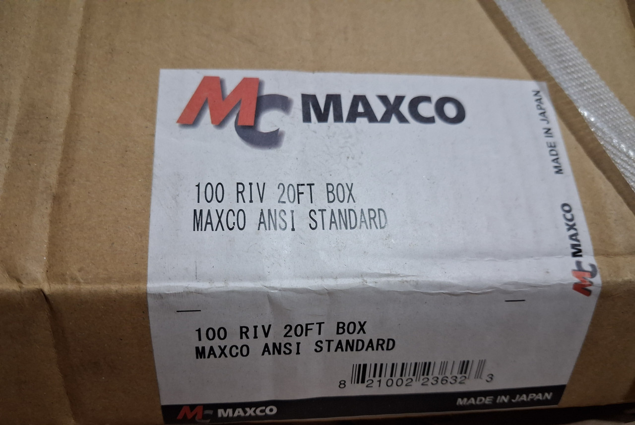MAXCO ANSI Standard #100  1-1/4" Pitch Riveted Industrial Roller Chain 20FT. Length