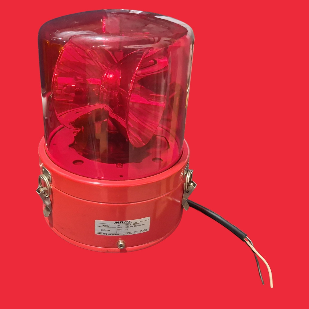 Patlite Corporation 100VAC, 3-Screw Mounting, Red Rotating Light Beacon SKC-210A-R