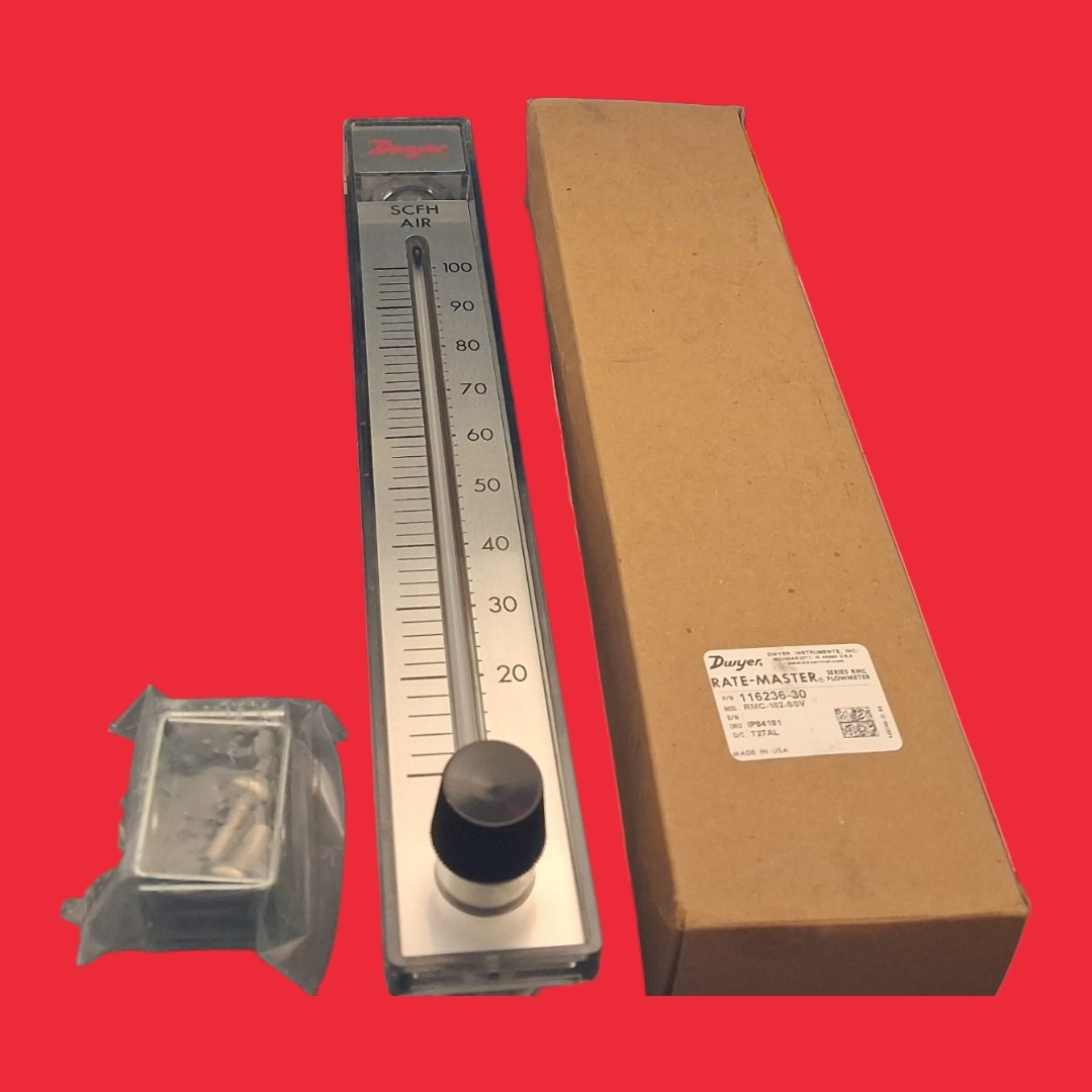 Dwyer RMC-102-SSV 10" (254 mm), 10 to 100 SCFH Polycarbonate, Rate-Master Variable Area Flowmeter