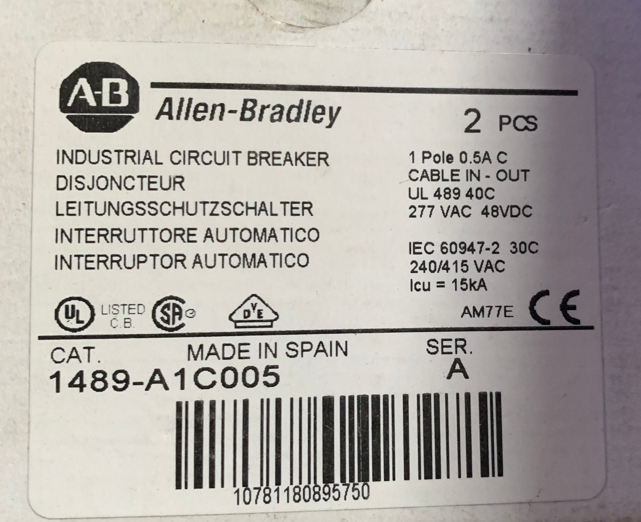 Allen Bradley 1489-A1C005 Miniature  Circuit Breaker