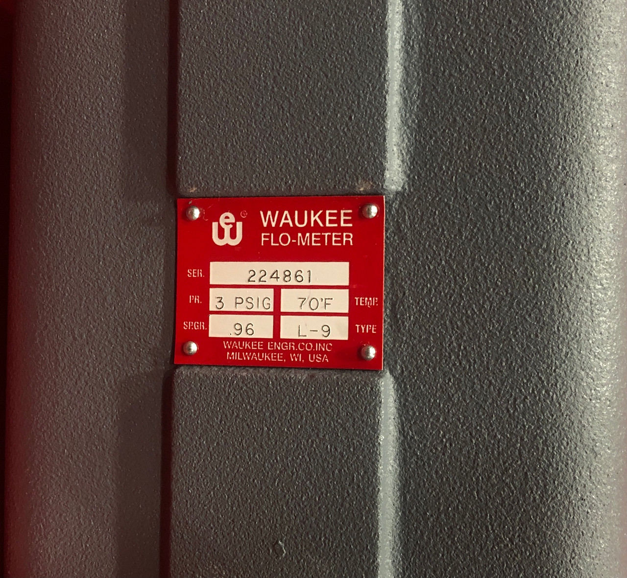 Waukee Engineering  L-9 Flowmeter - Nitrogen - 0-18000 CFH