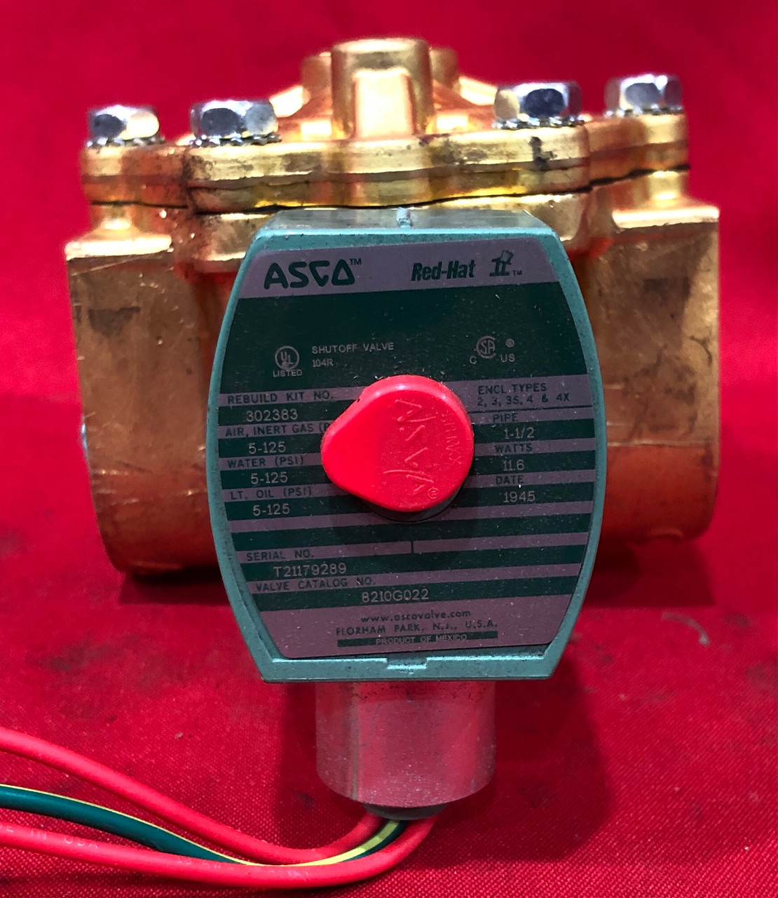 Asco 1-1/2" Brass Solenoid Valve 8210G022