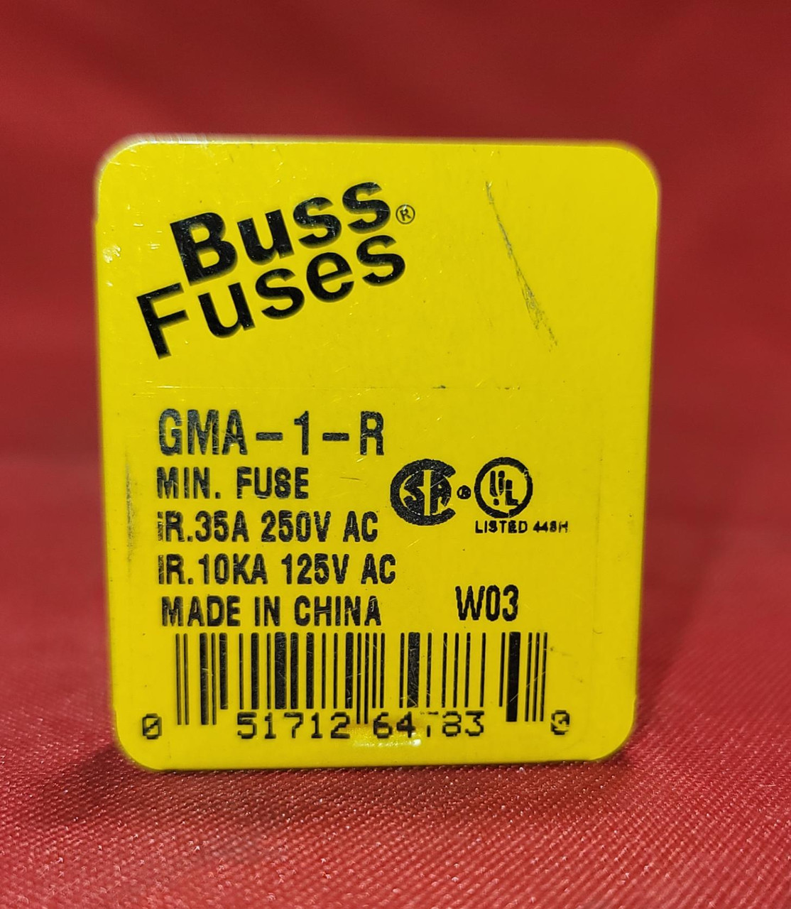 Bussman GMA-1-R 1 A Cylindrical Fast Acting Glass Fuse Pk of 5