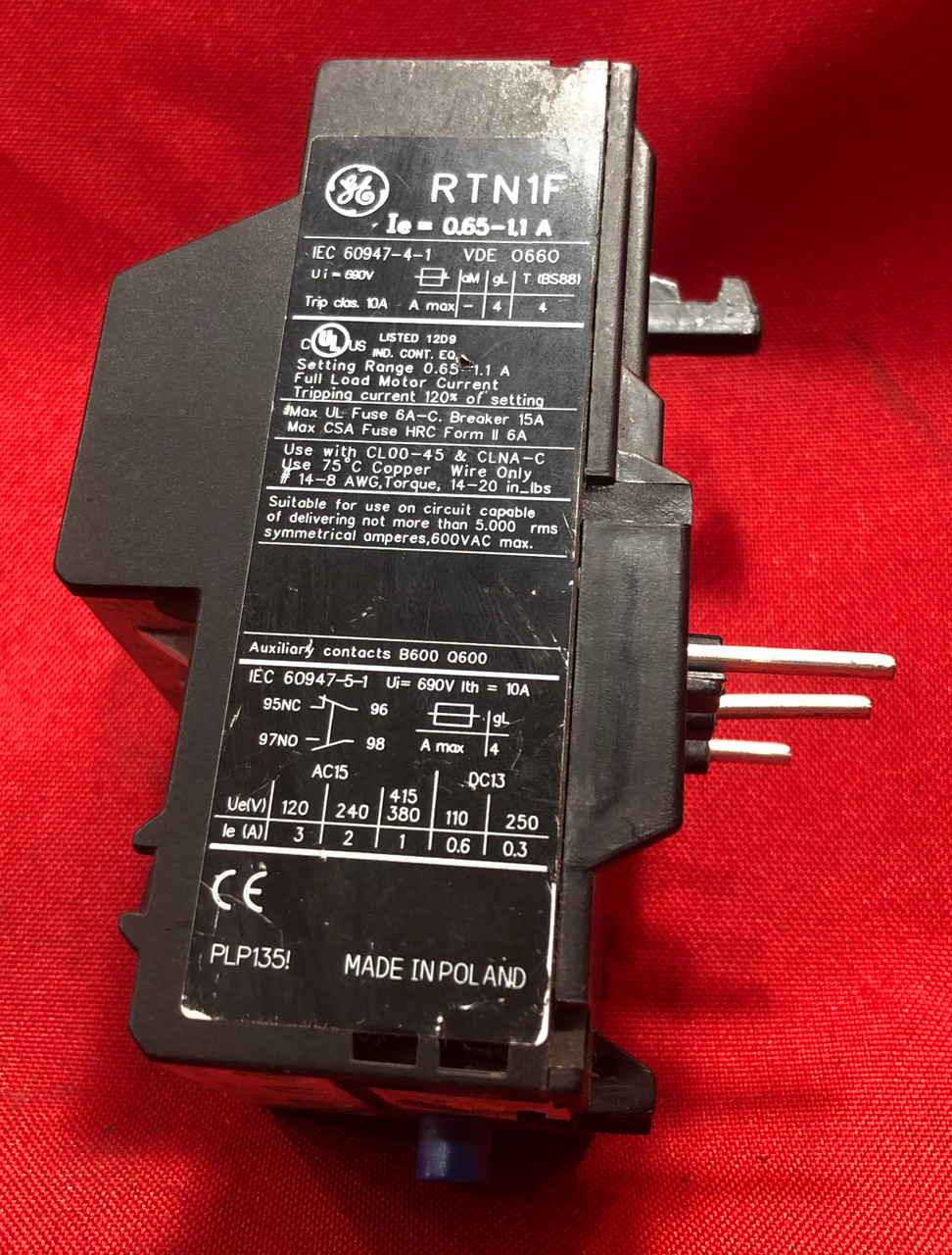 General Electric RTN1F Overload Relay