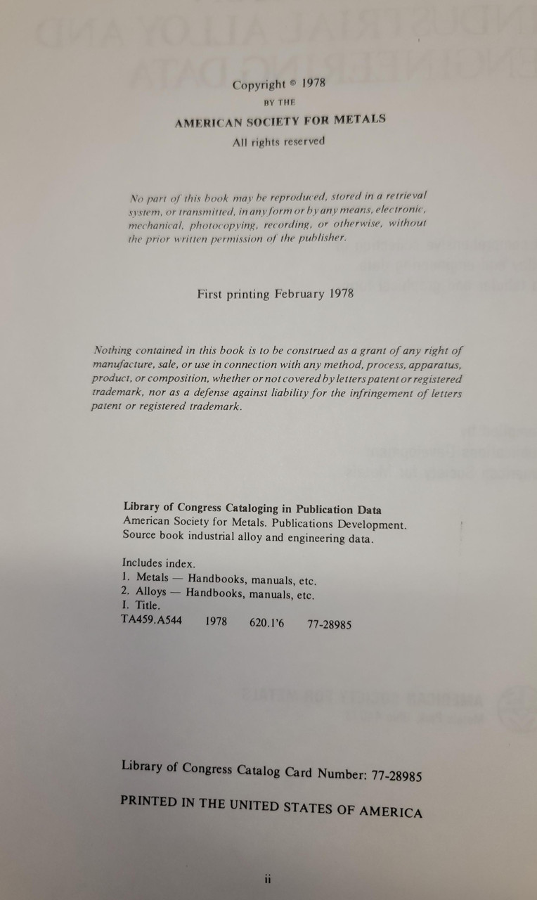 Source Book on Industrial Alloy and Engineering Data 