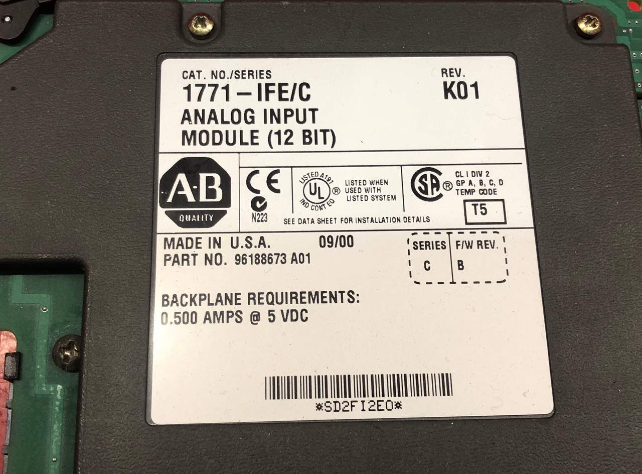 Allen Bradley 1771-IFE/C Analog Input Module (12 Bit)