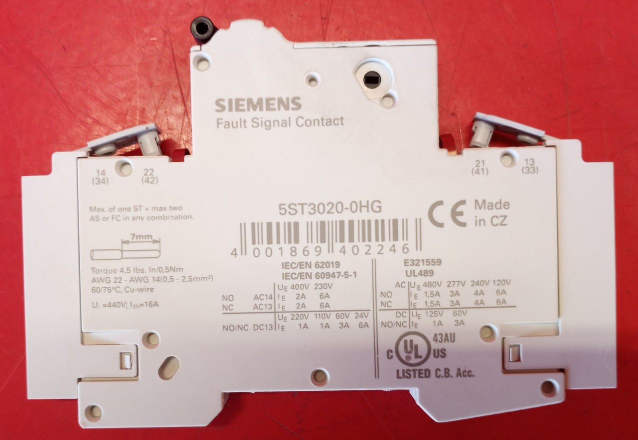 Siemens 5ST3020-0HG Fault Signal Contact