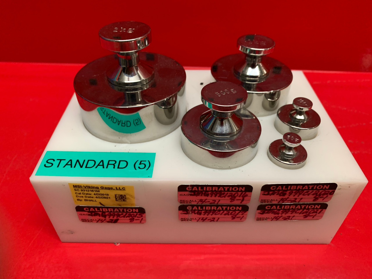 Troemner 5-Piece Balance Calibration Weight Set. 50g/100g/500g/1kg & 2kg w/ Hold