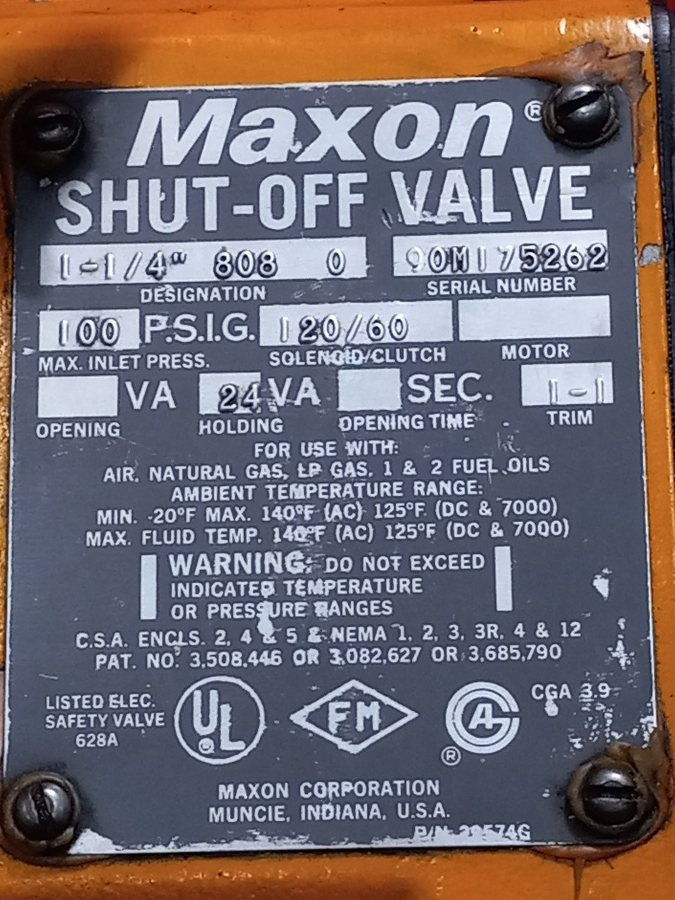 Maxon 1-1/4" 125SMA11- AA11-BA*0A0 (808 0) Manual Shut-Off Valve