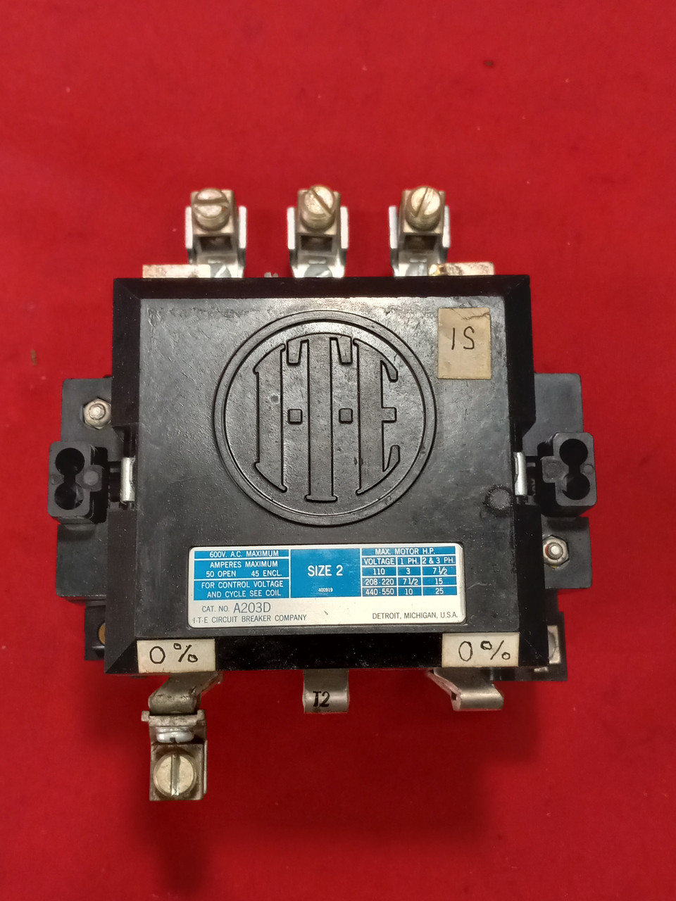 I.T.E. A203D Magnetic A. C. Contactor