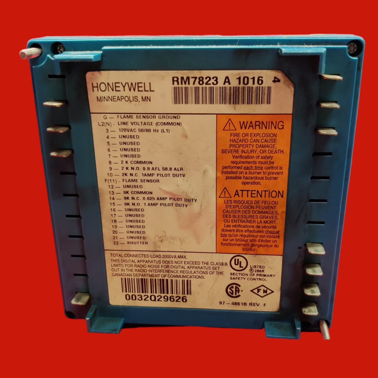 Honeywell RM7823A1016 Flame Detector Control