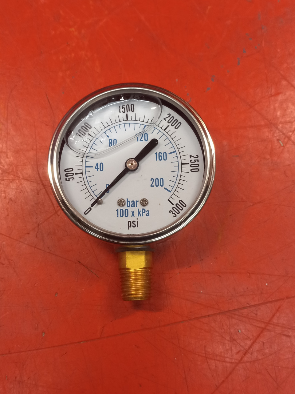 2-1/2"Dial, 0 to 3000 PSI, 0 to 200Bar/kPa Pressure Gauge 