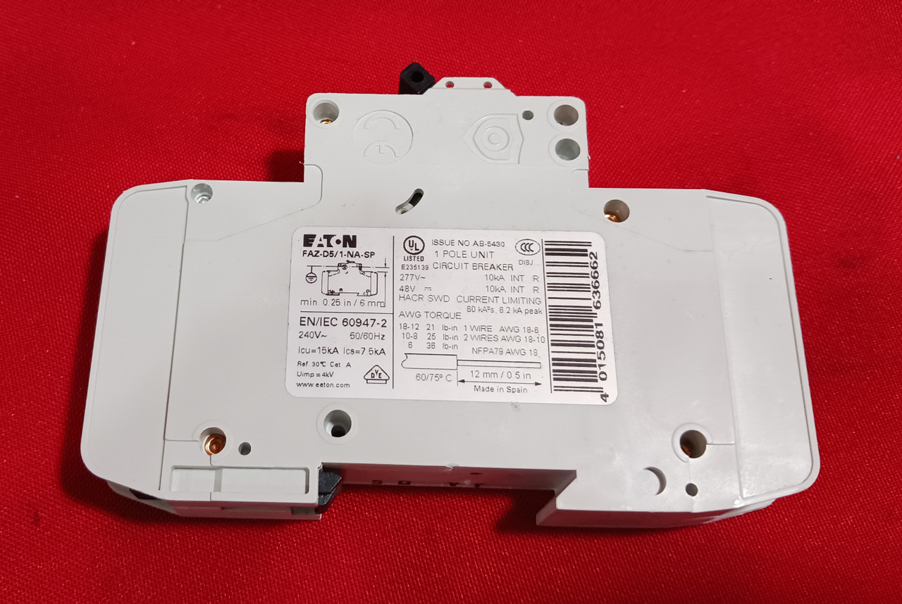 Eaton FAZ-D5/1-NA-SP 1 Pole Circuit Breaker