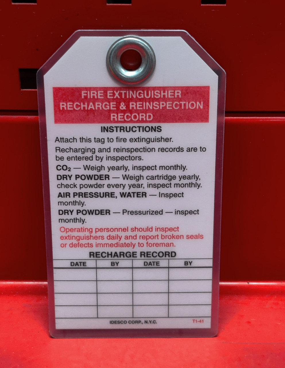 Fire Extinguisher Inspection Tags, Heavy-duty 15 mil vinyl. 3/8" metal eyelet  (Pack of 7) Indesco S-15616