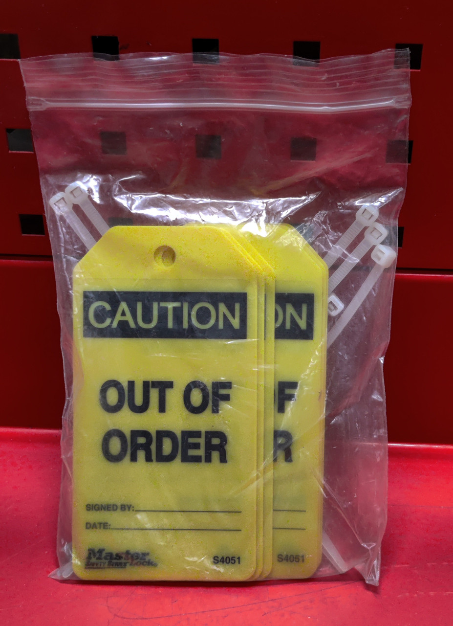 Master Lock "Caution out of Order" Plastic Tags (Pack of 5)