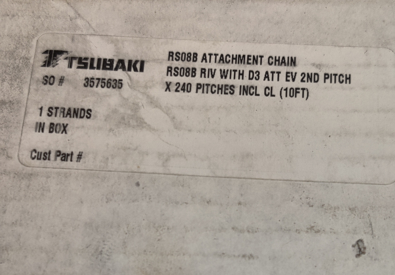 Tsubaki RS08B Attachment Chain 10ft 