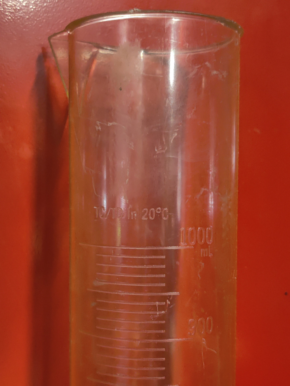 Plastic 1000ml TC/TD 20c Graduated Cylinder 