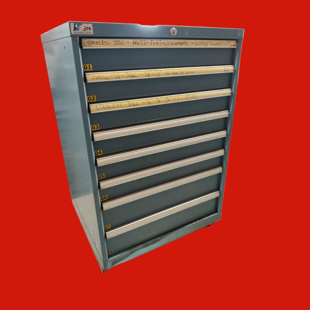 Lista Modular Steel 8 Drawer Storage Cabinet: 28-1/4" W, 28-1/2" D, 41-3/4" H 