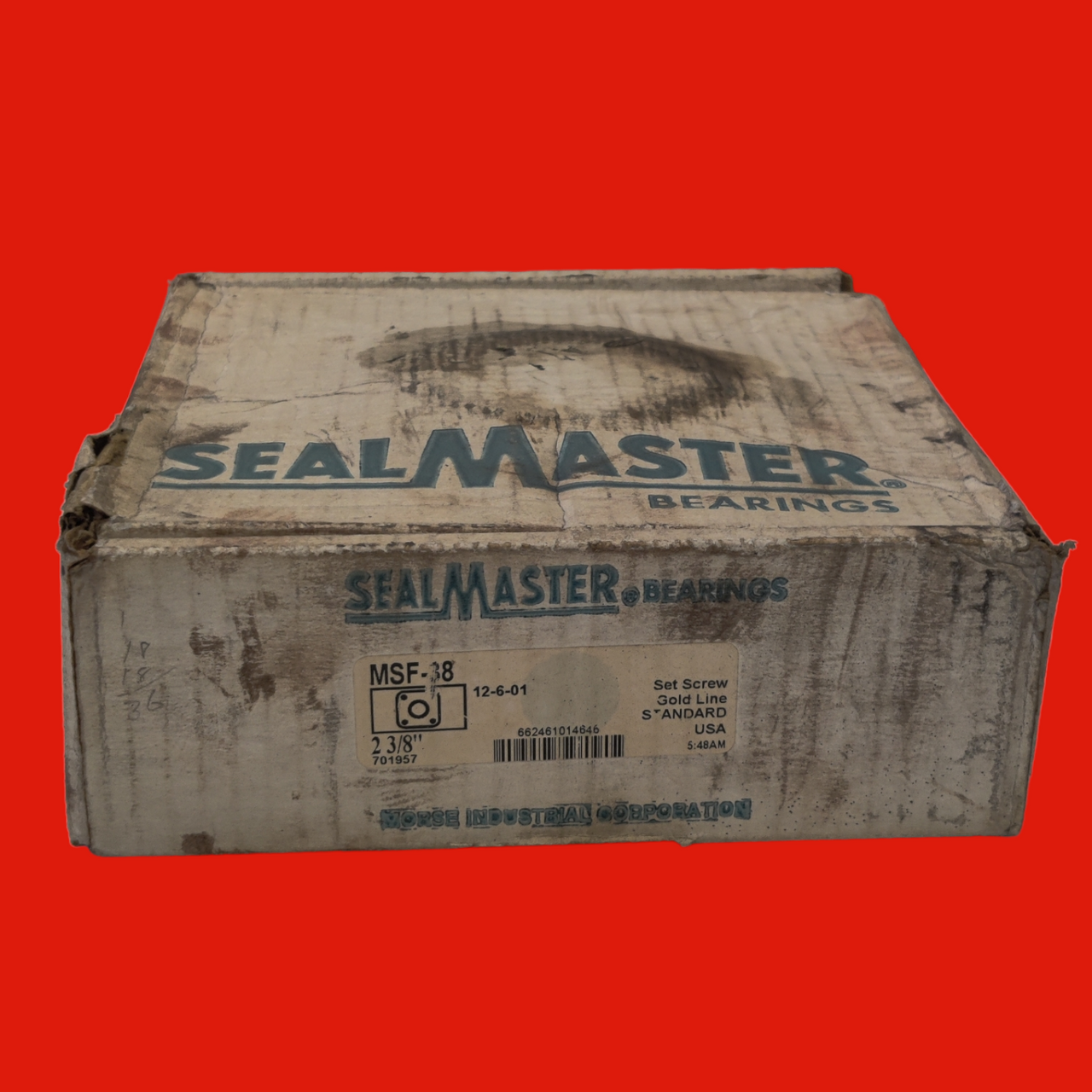 Sealmaster MSF-38 Flange Bearing, 2-3/8 in Bore, Cast Iron Housing, Set Screw Locking