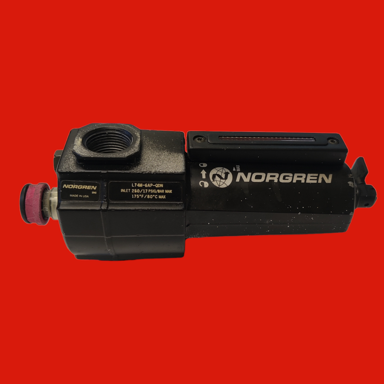 Norgren Excelon Micro Fog Lubricator, 3/4 NPT Ports, Manual Drain, L74M-6AP-QDN