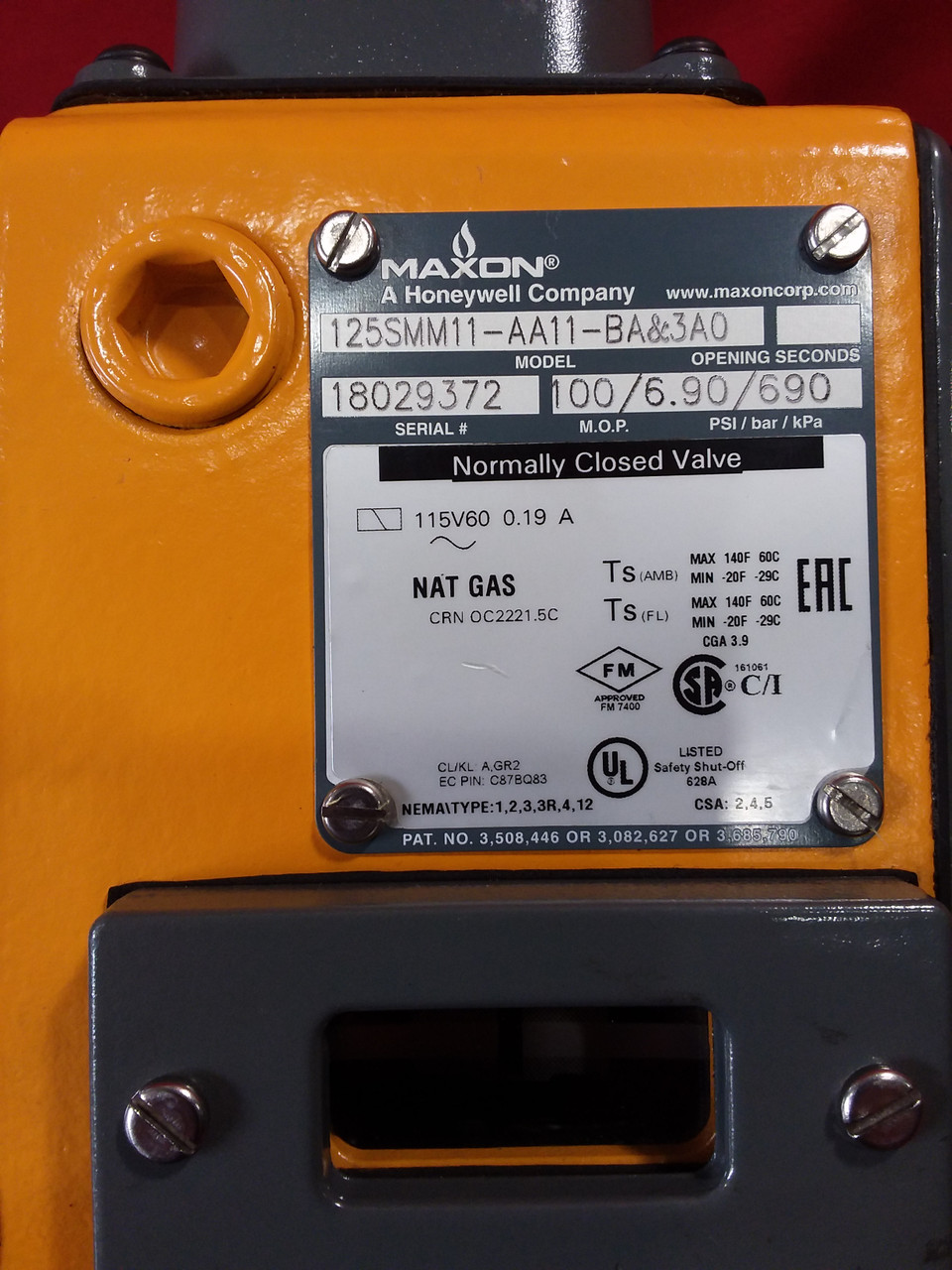 Maxon 125MM11-AA11-BA3A0 Manual Shut-Off Valve