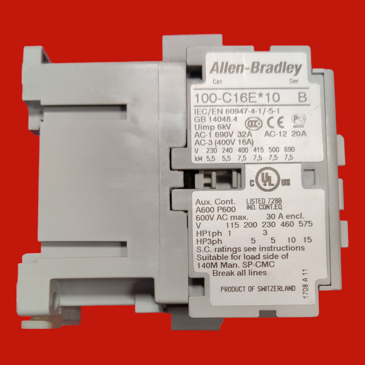 Allen Bradley IEC 16 A Contactor, 100-C16E10