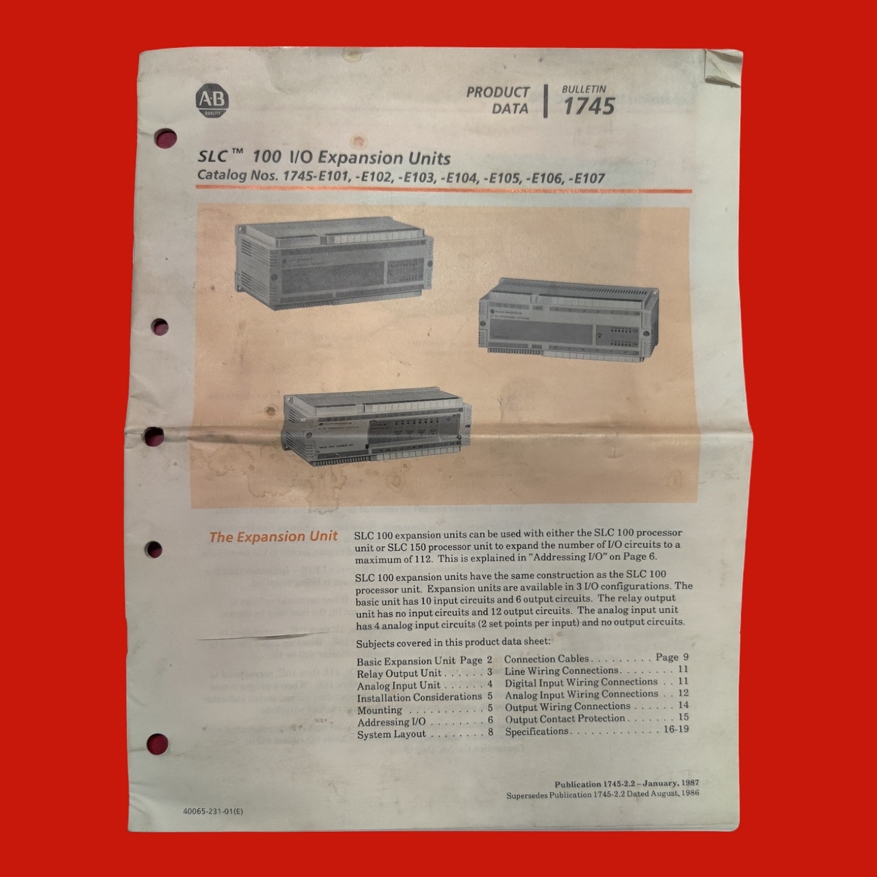 Allen Bradley 1745-E105 SLC 100 Relay Output Expansion Unit