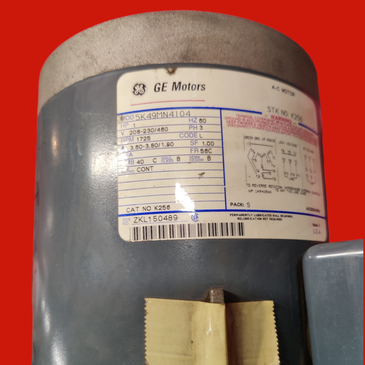 GE 1 HP Motor 5K49MN4104