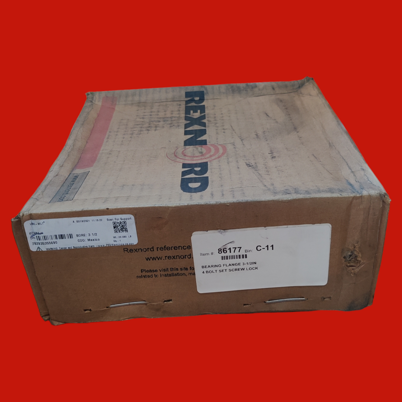 Rexnord MFS256JN Link-Belt 3-1/2" Flange Block Ball Bearing