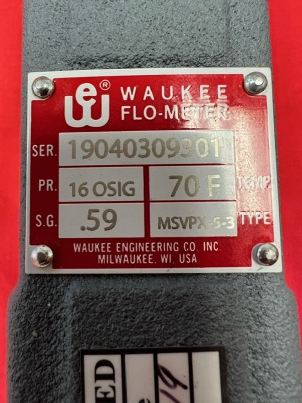 Waukee MSVPX-5-3, Flo-Meter Ammonia, 0-100 CFH