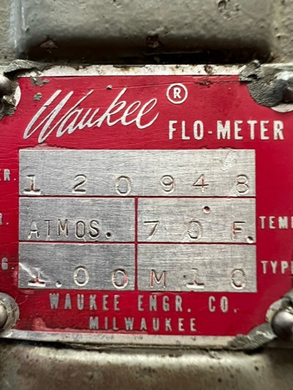 Waukee Flo-Meter,  Air 0-750 CFH/ Endo 0-1500 CFH, M-10