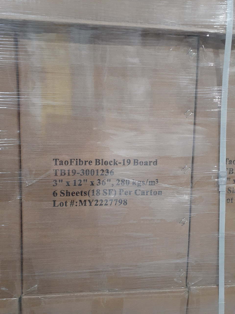 TaoFibre TB19-3001236 Block-19 Board 3" x 12" x 36", 6 Sheets Per Carton