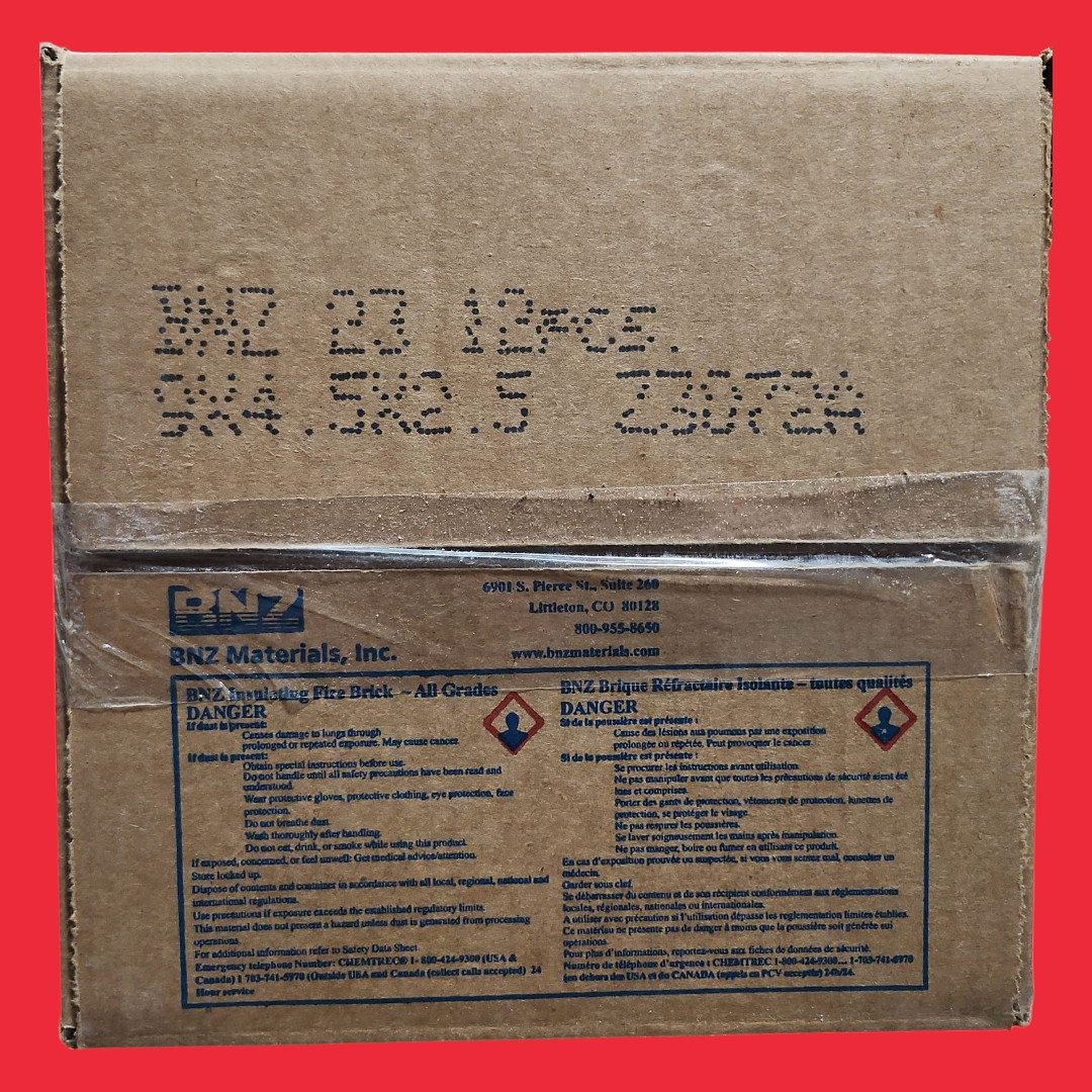 BNZ Materials 9 x 4.5 x 2.5" 2300°F Insulating Firebrick - 12ct Box
