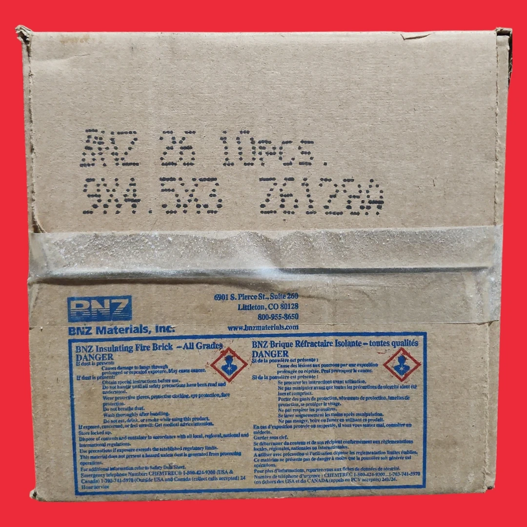 BNZ Materials 9 x 4.5 X 3" 2600°F Insulating Firebrick - 10ct Box