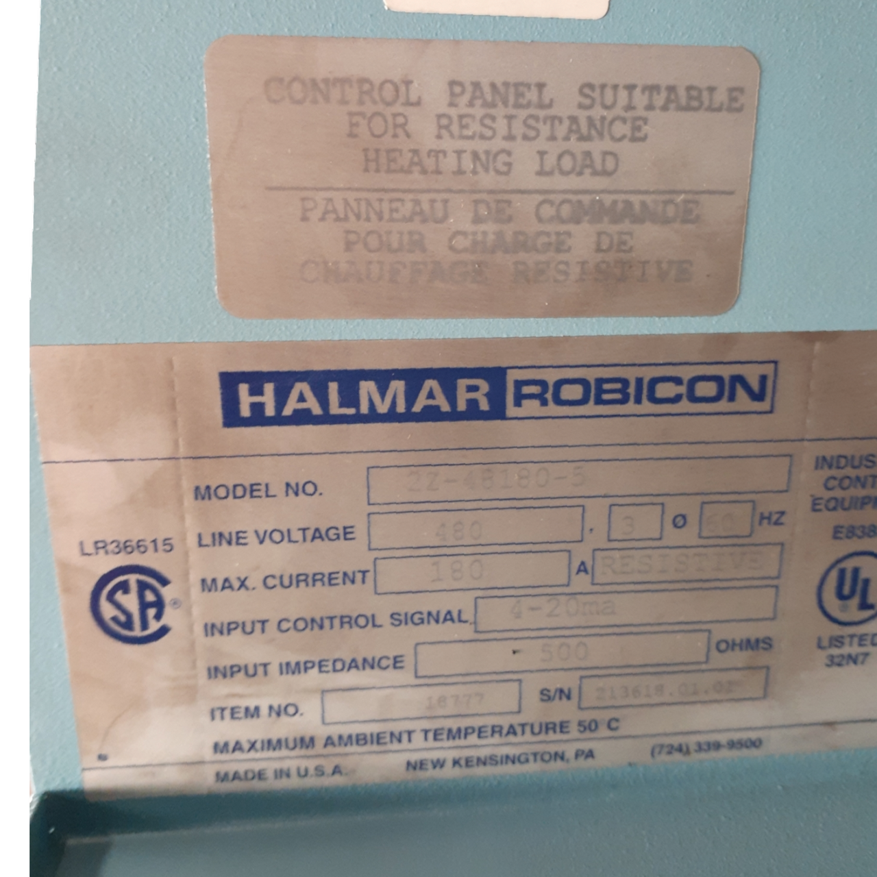 Halmar Robicon SCR Power Controller, 2Z-48180-5 *FOR PARTS ONLY