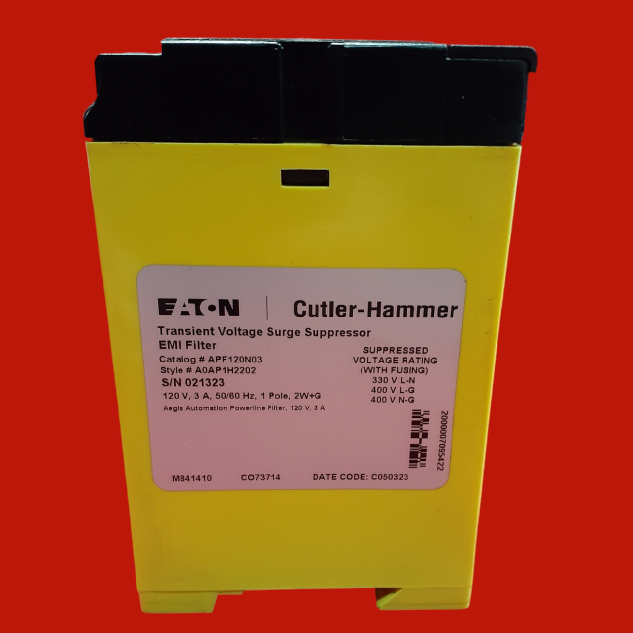 Cutler-Hammer Transient Voltage Surge Suppressor EMI Filter, APF120N03