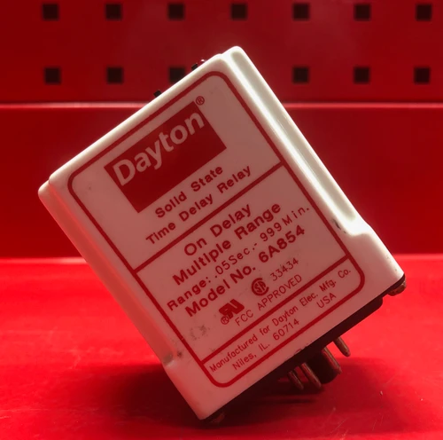 Dayton 6A854 Time Delay Relay -  120VAC/DC Coil, 10A Contact Amp Rating,  DPDT