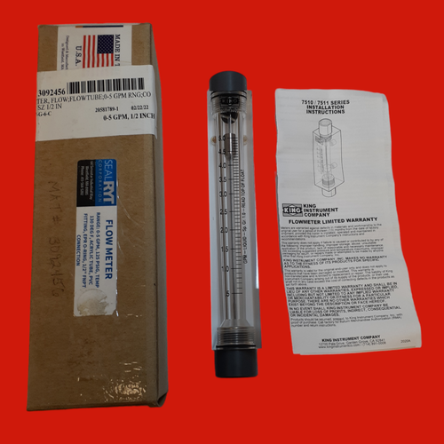 King Instrument Company 7511215B08 Acrylic Tube Flowmeter, 7511 Series