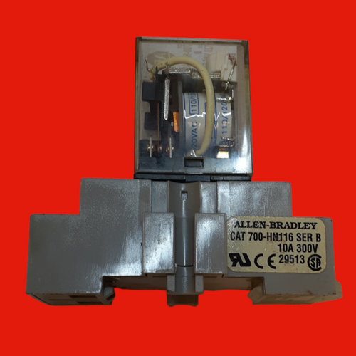 Allen Bradley 10A Socket, 700-HN116 and 120VAC, 50/60 Hz Relay, 700-HF32A1-4 Series B