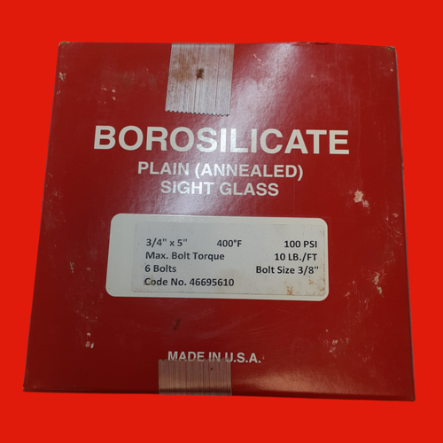 Ernst Flow Industries Borosilicate Plain (Annealed) Sight Glass 100 PSI, 3/4" X 5"