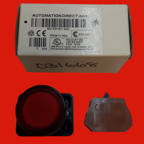 Automation Direct GCX3191-24L 22mm Red LED Push Button, Push ON, Push OFF Automation Direct GCX3191-24L 22mm Red LED Push Button, Push ON, Push OFF