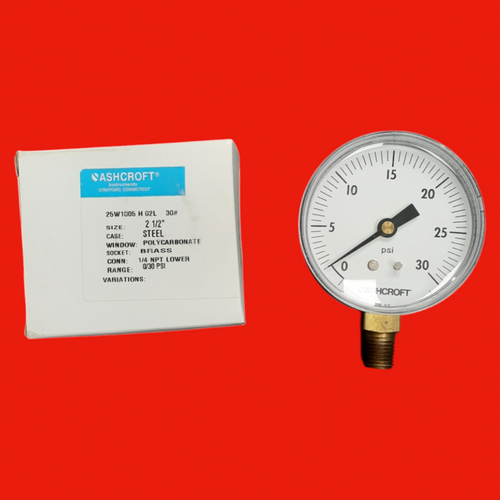 Ashcroft 25W1005H02L 2.5" 1005 Series 0-30" Vacuum Gauge w/ PowerFlex (1/4" Bottom Mount) Ashcroft 25W1005H02L 2.5" 1005 Series 0-30" Vacuum Gauge w/ PowerFlex (1/4" Bottom Mount)
