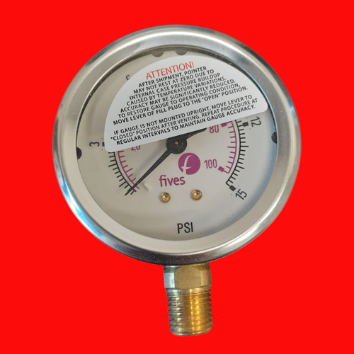Fives North American Combustion 8735-15P 2.5" 15 psi/2nd Scale kPa, 1/4" NPT Lower Mount Pressure Gauge
