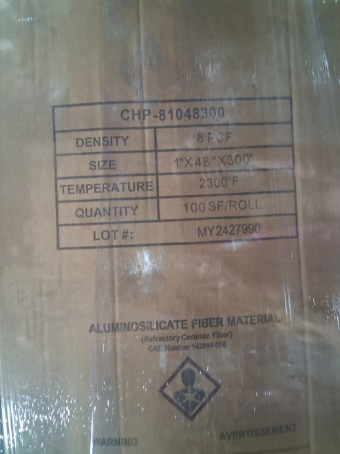 Taofibre CHP-81048300 Ceramic Fiber Spun Blanket 1"x48"x300" 100 SF/Roll, Temp. 