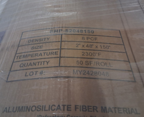 Taofibre EHP-82048150 Ceramic Fiber Spun Blanket 2"x48"x150" 50 SF/Roll, Temp. Rate 2300°F
