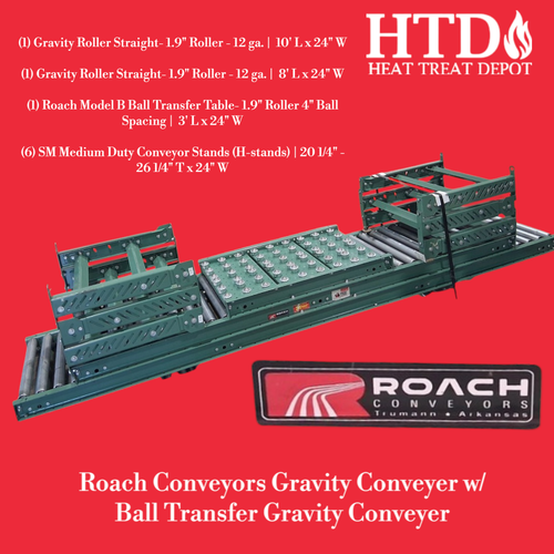 Roach Conveyors - Gravity Conveyor w/ Ball Transfer Gravity Conveyor