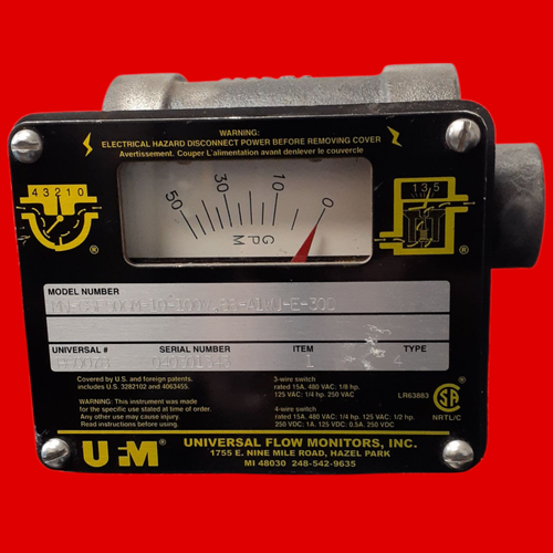 Universal Flow Monitors Inc. MN-CSF50GM-10-100V.86-A1WU-E-30D Vane-Piston Variable Area Flow Meter