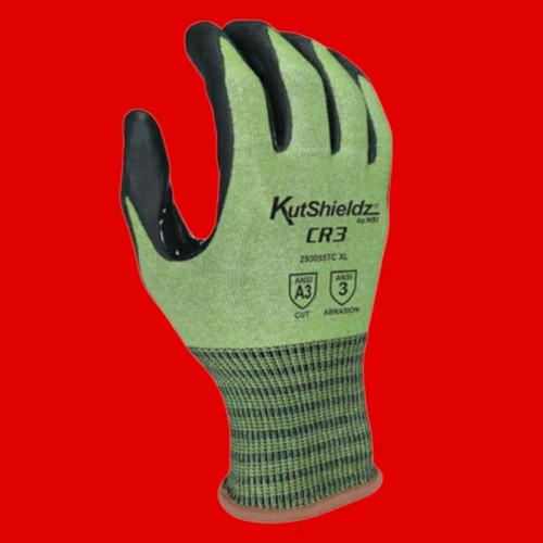 NSI 293055TC KutShieldz CR3 Touchscreen Reinforced Thumb Crotch Foam Nitrile Palm Coated 18-Gauge Level 3 Cut Resistant Gloves, Size Small
