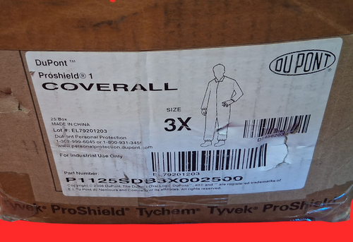 Dupont Proshield 1 P1125SDB3X002500 Coveralls Size 3X Box of 25