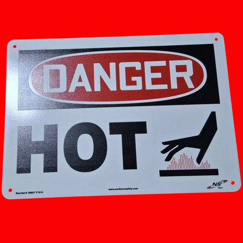 NSI 29857 P1014 Danger Hot with Graphic Safety Sign 10"x14"